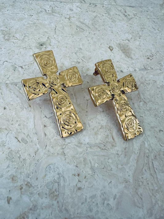 Golden Cross Earrings