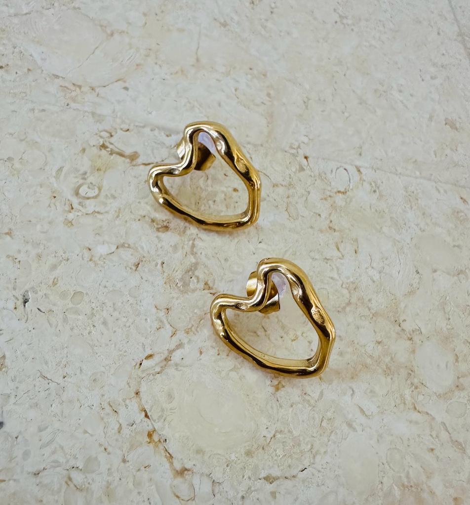 Open Single Heart Earrings